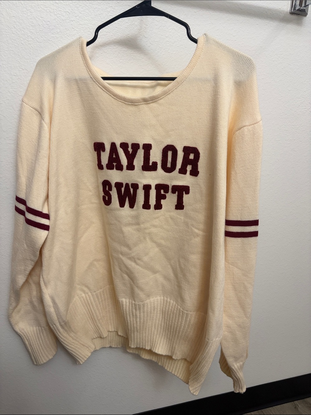 Taylor Swift Cream Graphic Pullover Sweater